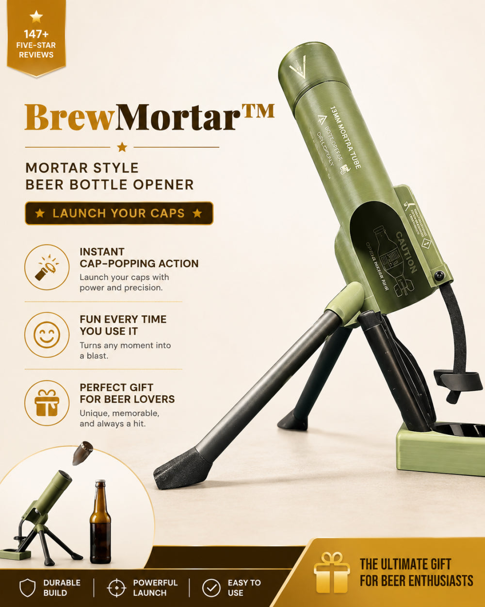 Mortar Style Beer Bottle Opener